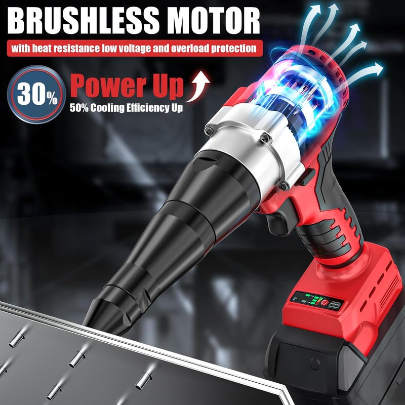 Cerycose Cordless Rivet Gun Kit Compatible with Milwaukee 18V Brushless Electric Riveters Gun Tool with 3-Size Steel Rivets(1/8"-5/32"-3/16") LED Light & Nose Piece (Bare Only) - Image 4